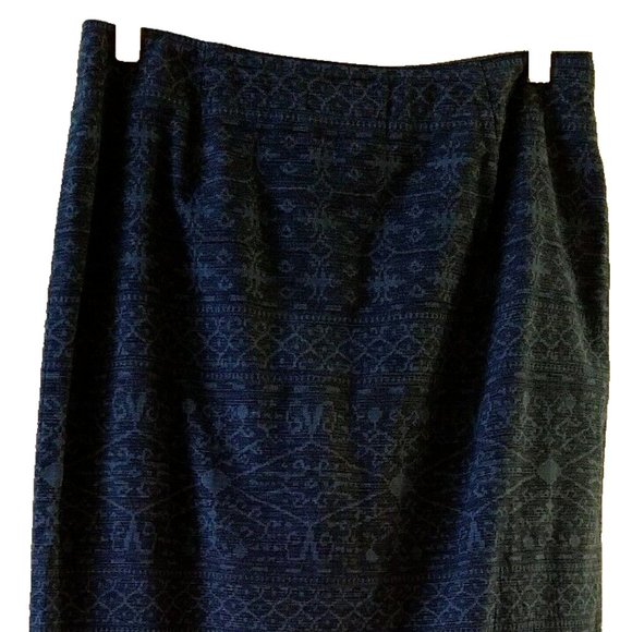 Jones New York Sport Blue/Black Aztec Print Wrap Pencil Skirt Career/Casual 10 - Picture 2 of 6